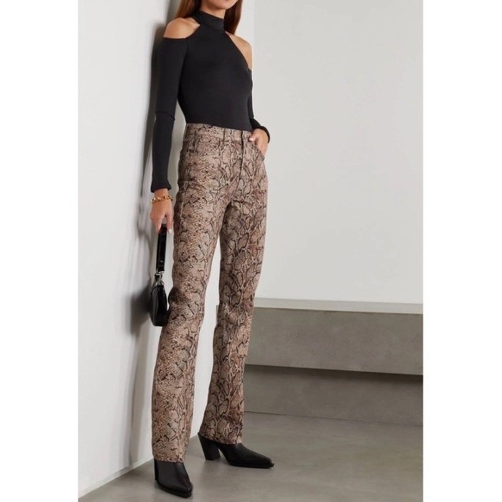 Reformation Jeans Womens 26 NWT Brown Snake Python Peyton High‎ Rise Bootcut
